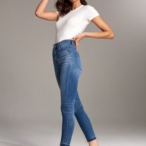 Aritzia-Denim Forum- Blue High Rise Skinny Jeans with Distressing-Size 26